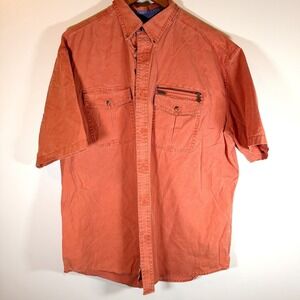 Gander Mountain Button Up Shirt Mens XXL Orange Outdoor Camp Camping Hike